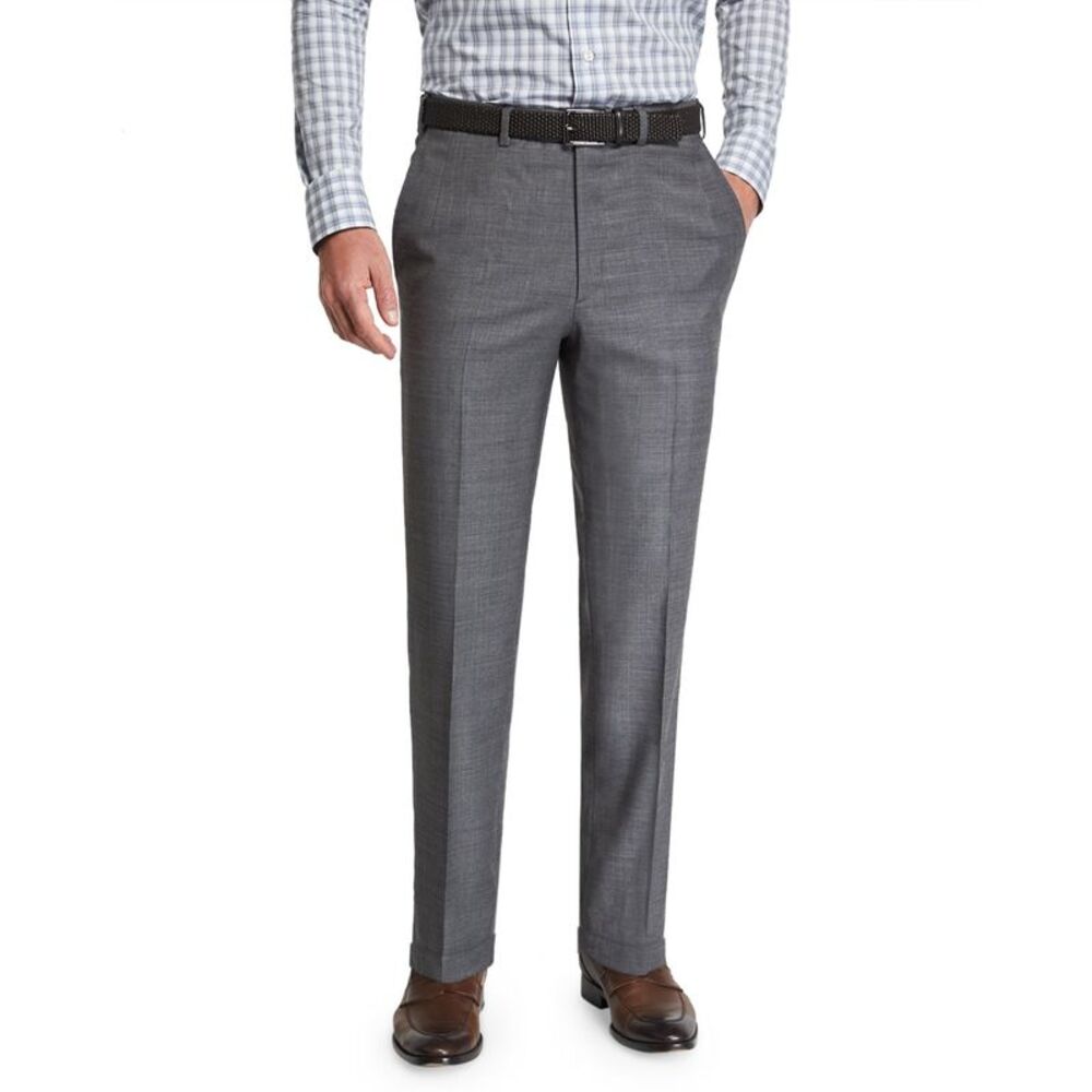 Private Label Mens Nailhead Wool Pants 38 Black/White - Made In Italy